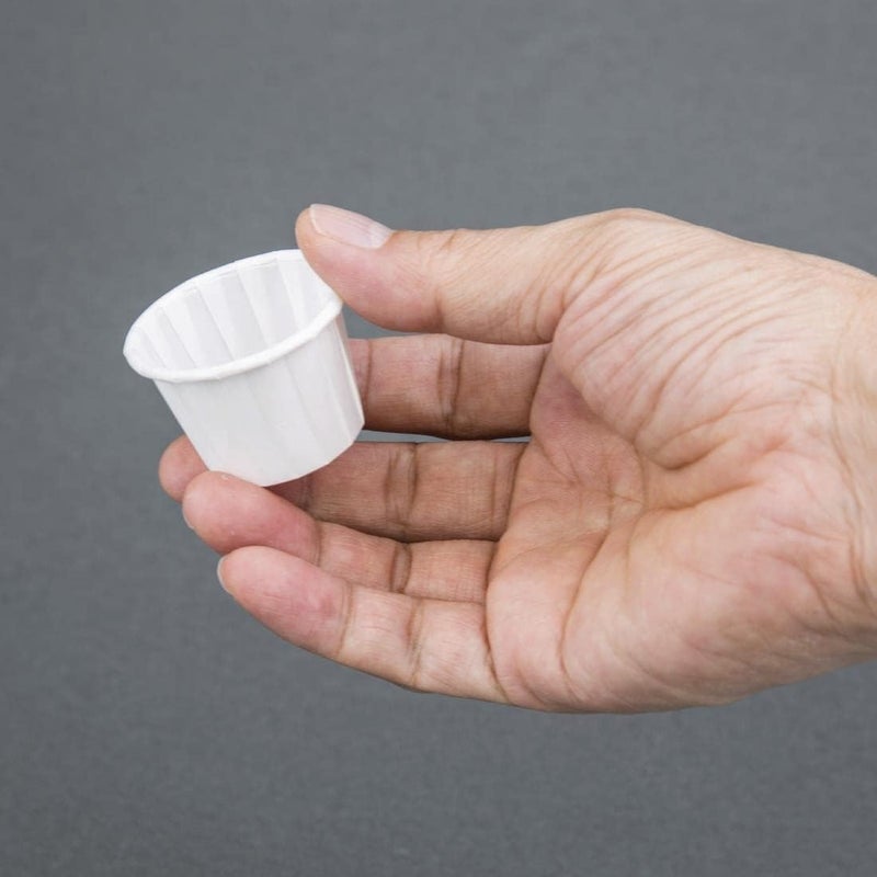 Genpak 250 Piece F100 Capacity Pleated Paper Portion Cup, 1 oz., White - Image 4